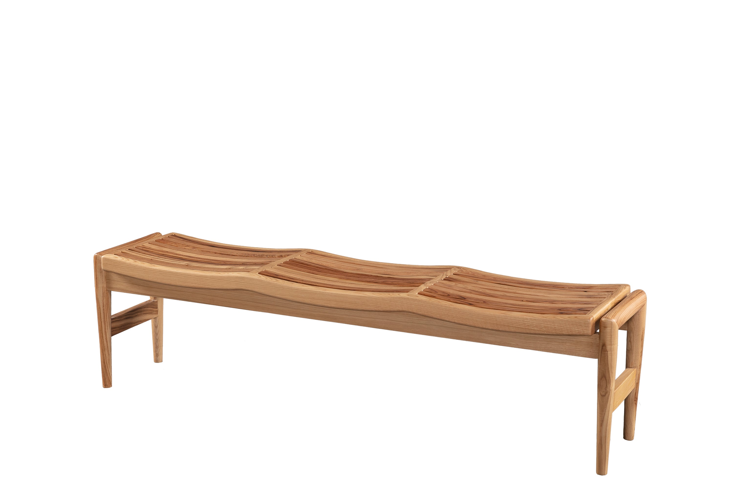 Sculpted Solid Wood Bench