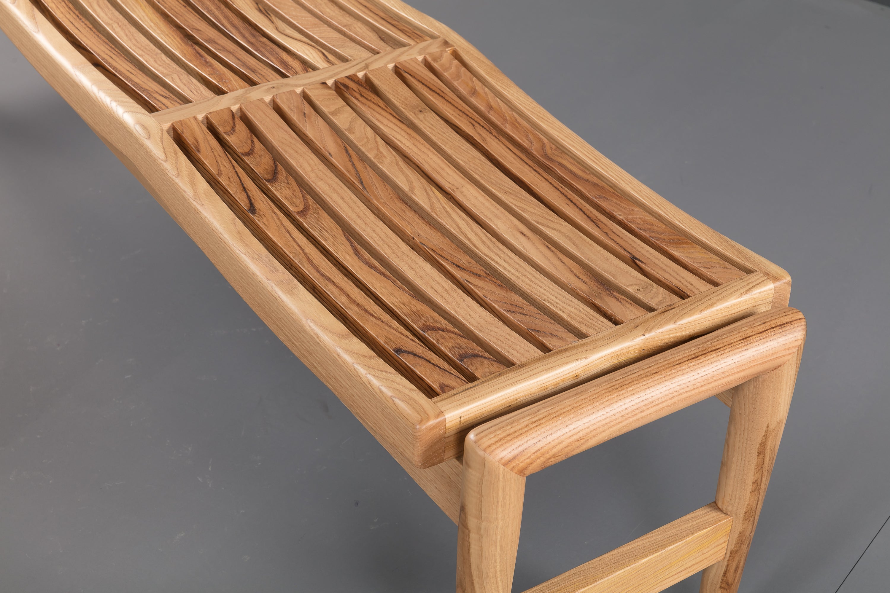 Sculpted Solid Wood Bench