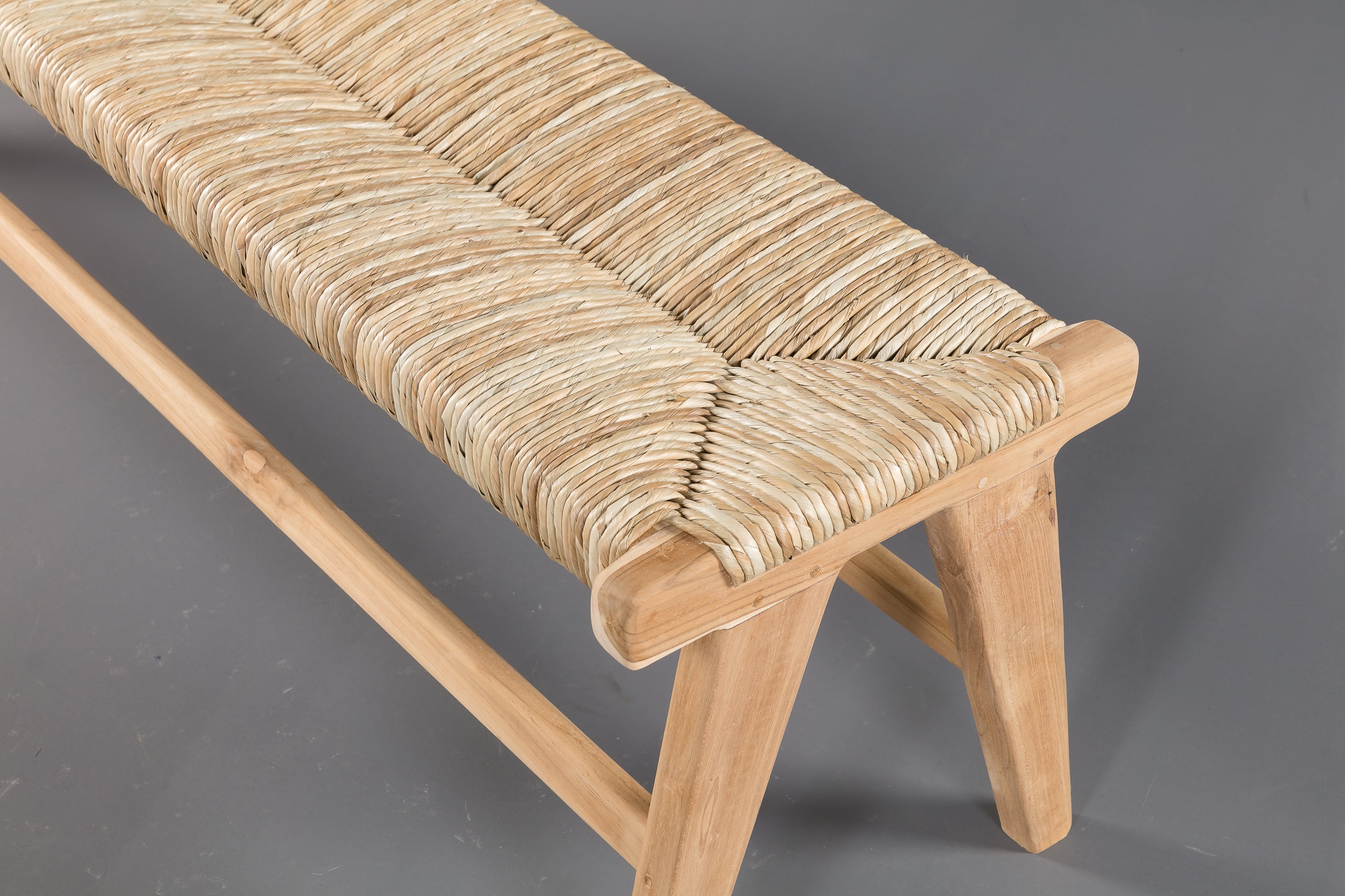 Handwoven Natural Fiber Bench