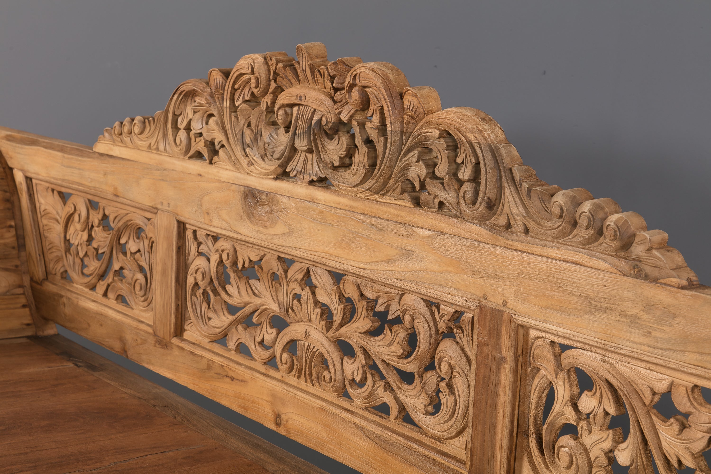 Ornate Handcarved Wooden Bench