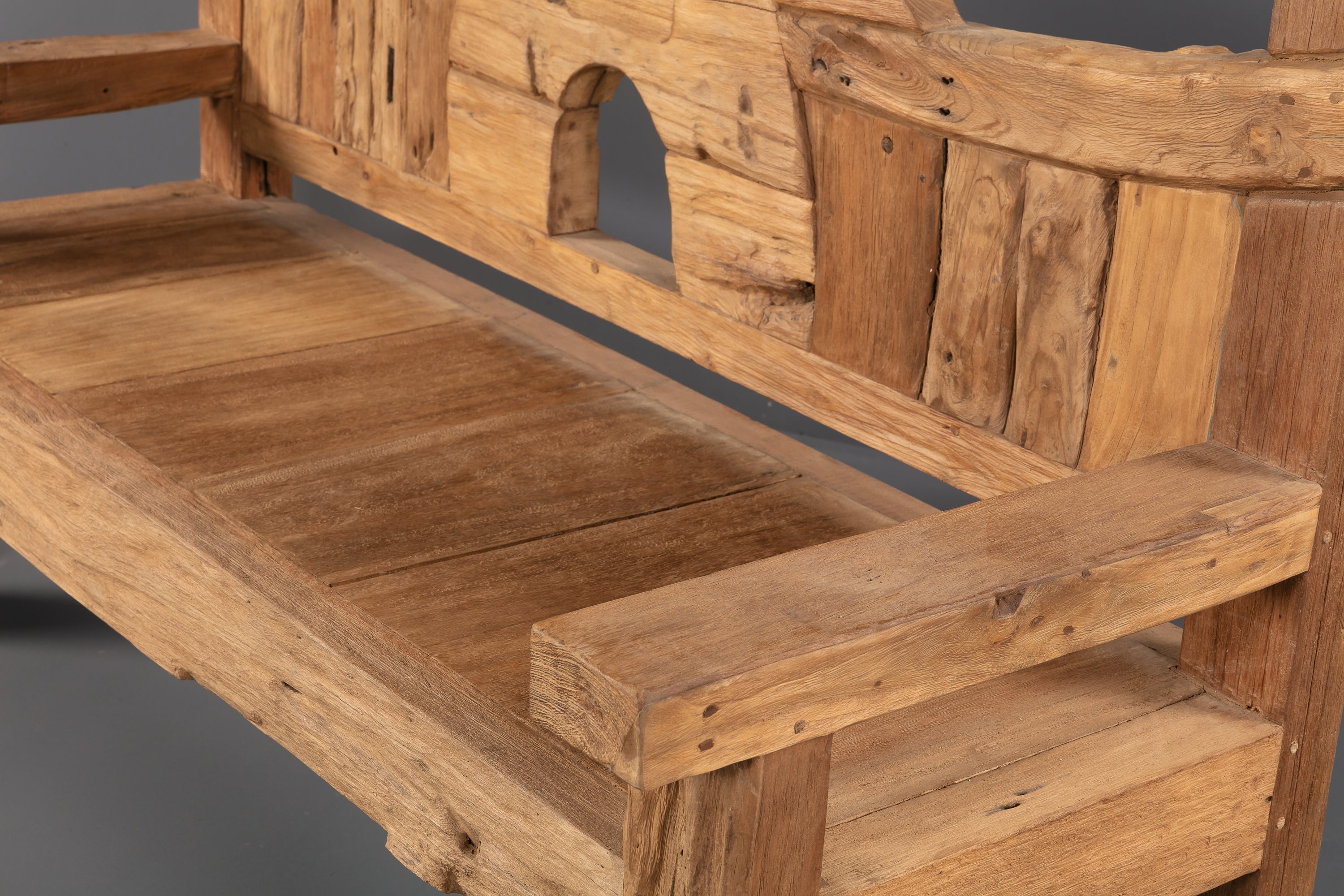 Rustic Wooden Backrest Bench