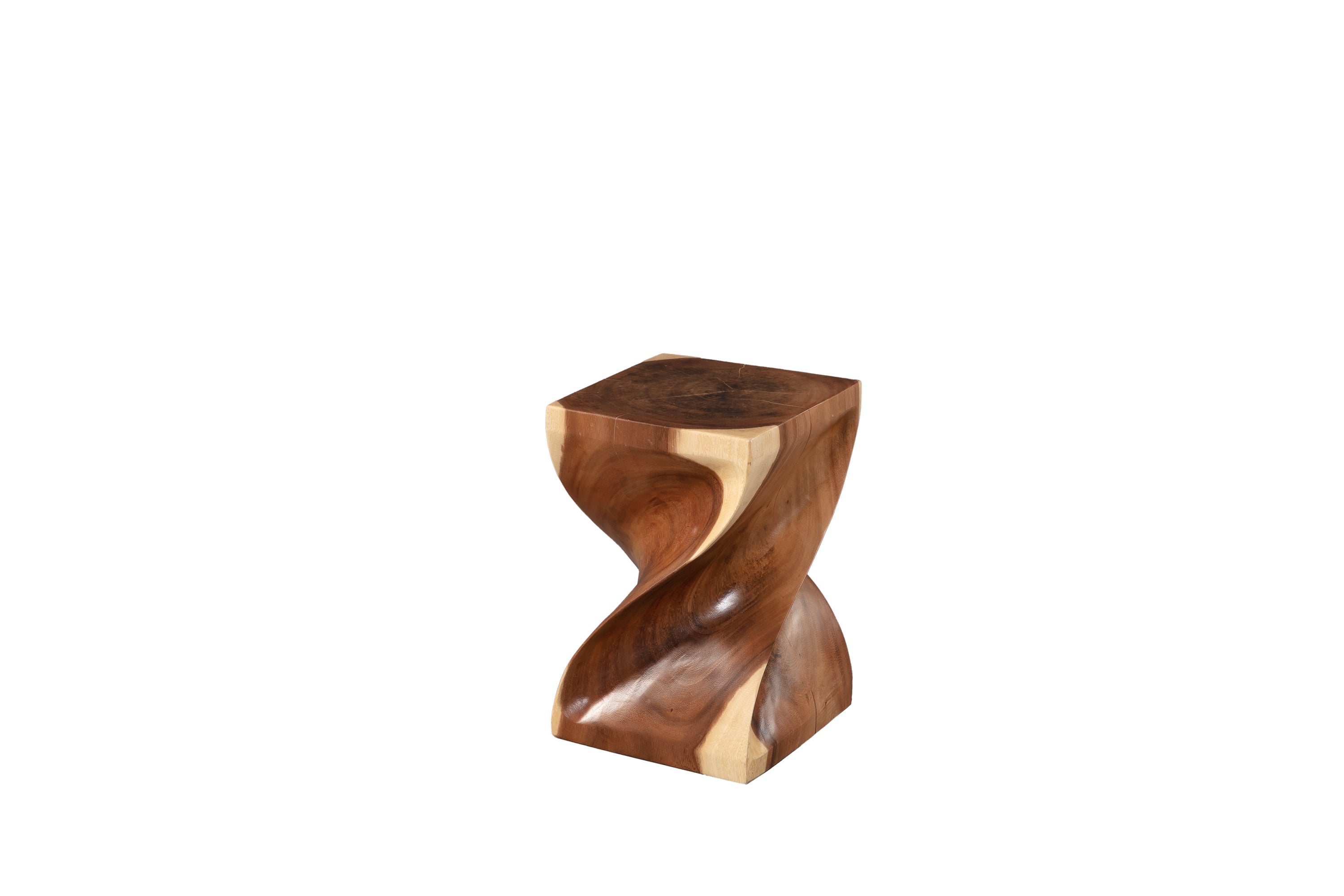 Abstract Solid Wood Accent Stool
